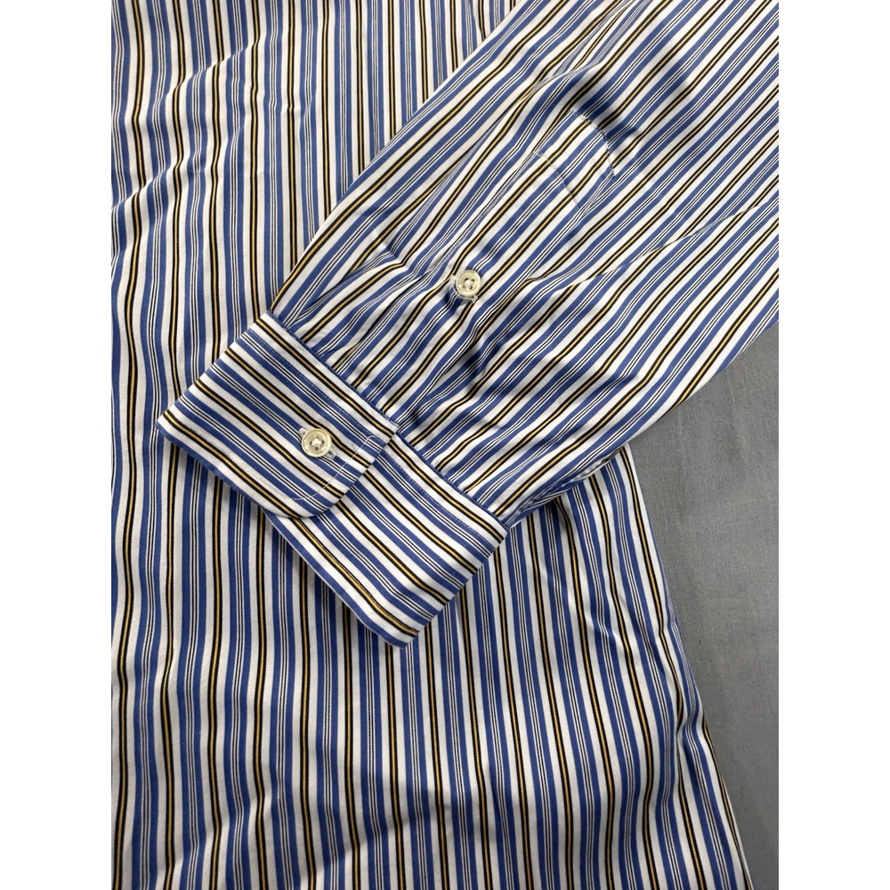 Ralph Lauren Custom Fit Blue Yellow Striped Long Sleeve XXL Preppy Classic - Picture 3 of 12